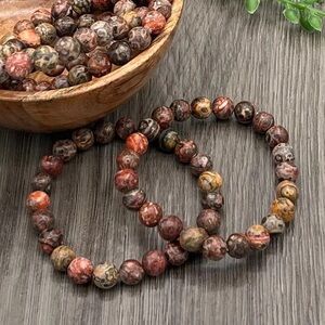 🆕New Healing Leopard Skin Jasper Gemstone Bracelet 8mm